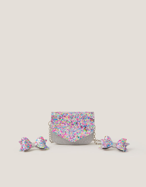 Confetti Glitter Bag & Hair Clips Set, , large