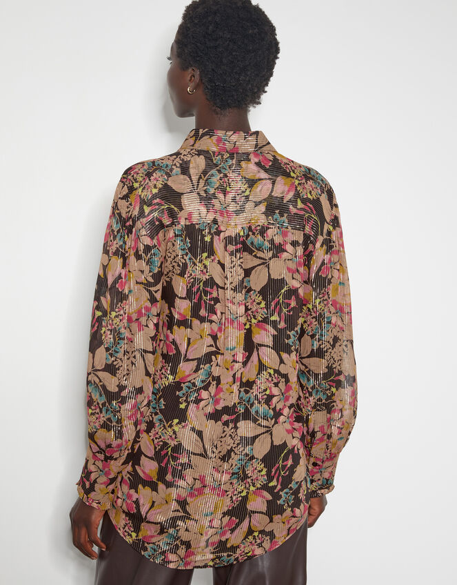 Felicity Metallic Floral Shirt, Black (BLACK), large