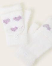Fuzzy Heart Capped Gloves, Multi (MULTI), large