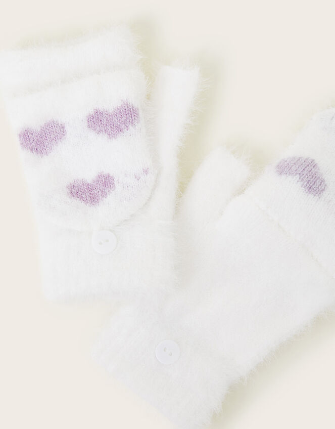 Fuzzy Heart Capped Gloves, Multi (MULTI), large