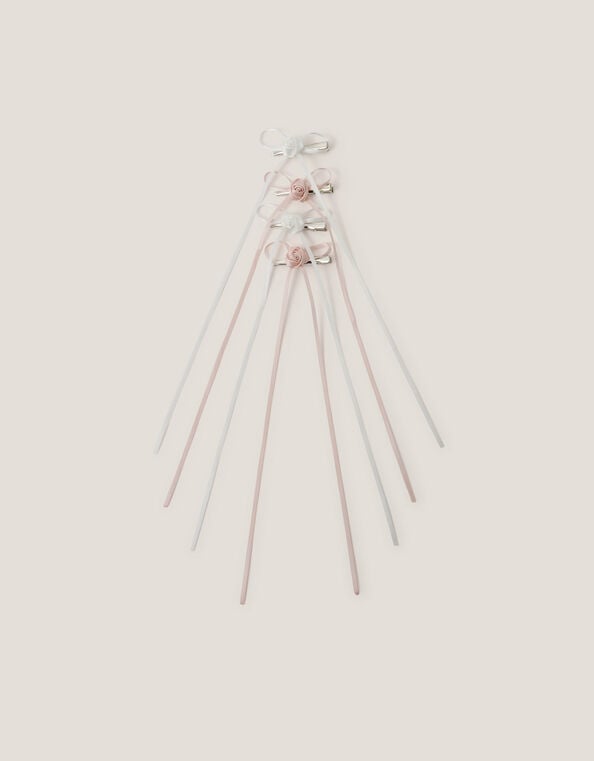 4-Pack Rose Bow Hair Clips, , large