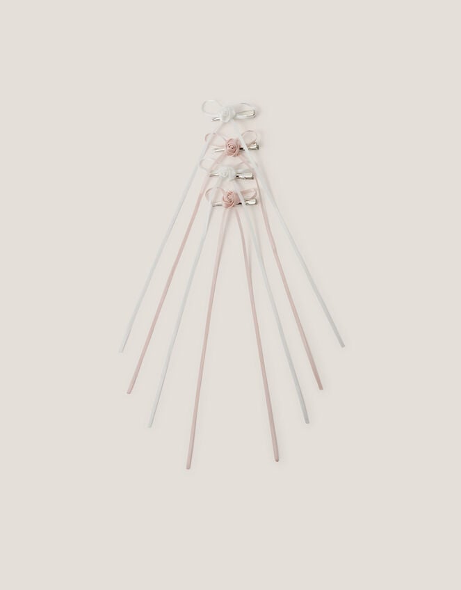 4-Pack Rose Bow Hair Clips, , large