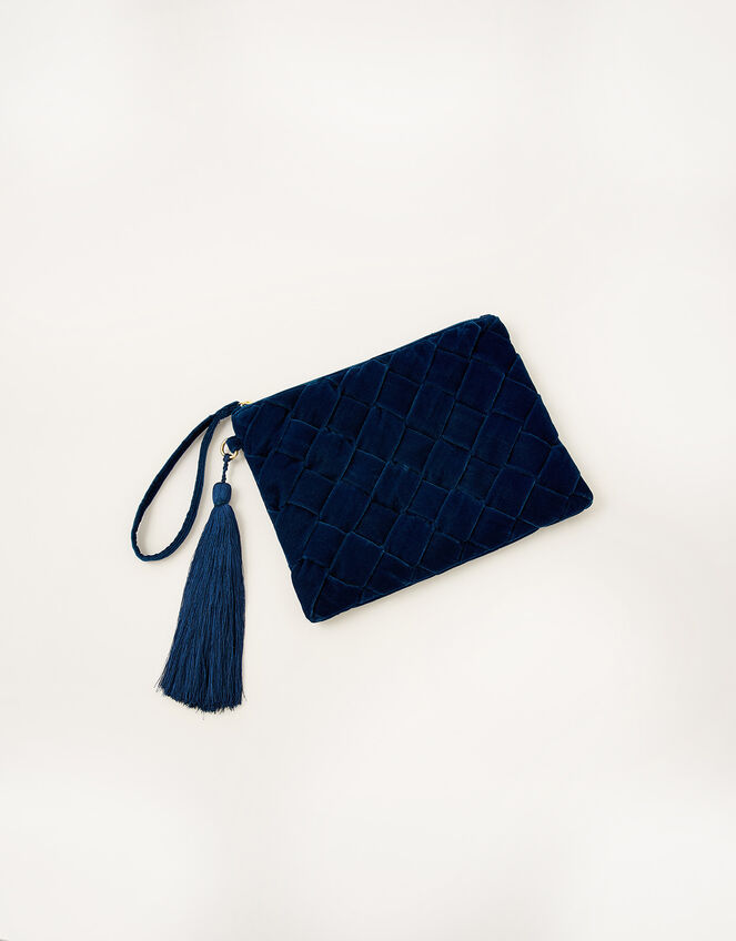 Quilted Velvet Clutch Bag, , large