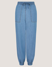 Daria Chambray Balloon Pants, Blue (DENIM BLUE), large