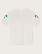 Dove Embroidered Short Sleeve Top, Ivory (IVORY), large