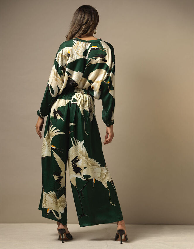One Hundred Stars Stork Print Blouse, Green (GREEN), large