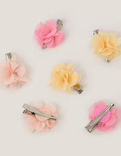 6-Pack Pom-Pom Flower Hair Clips, Yellow (YELLOW), large