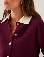 Nyla Knit Shirt Cardigan, Red (BURGUNDY), large