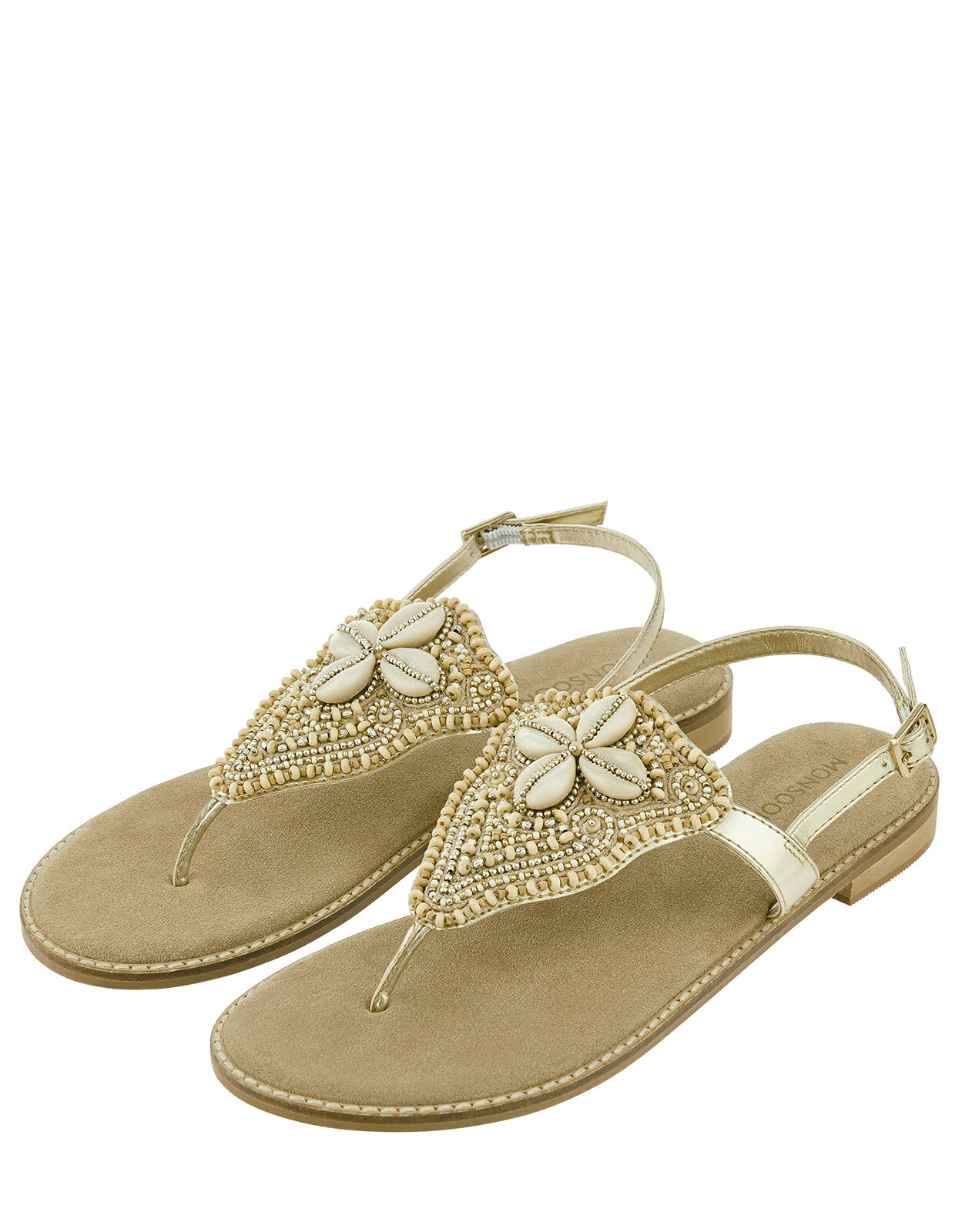 Sheila Shell Toe Post Sandals Gold Women s Shoes Monsoon Global