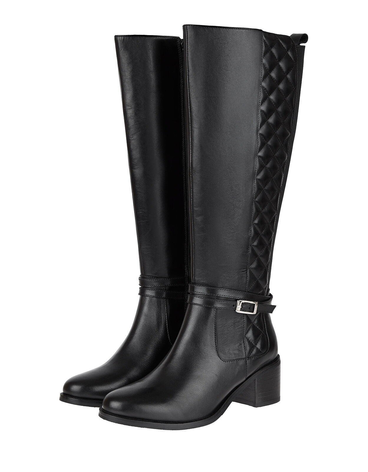 Quilted riding boots black sale