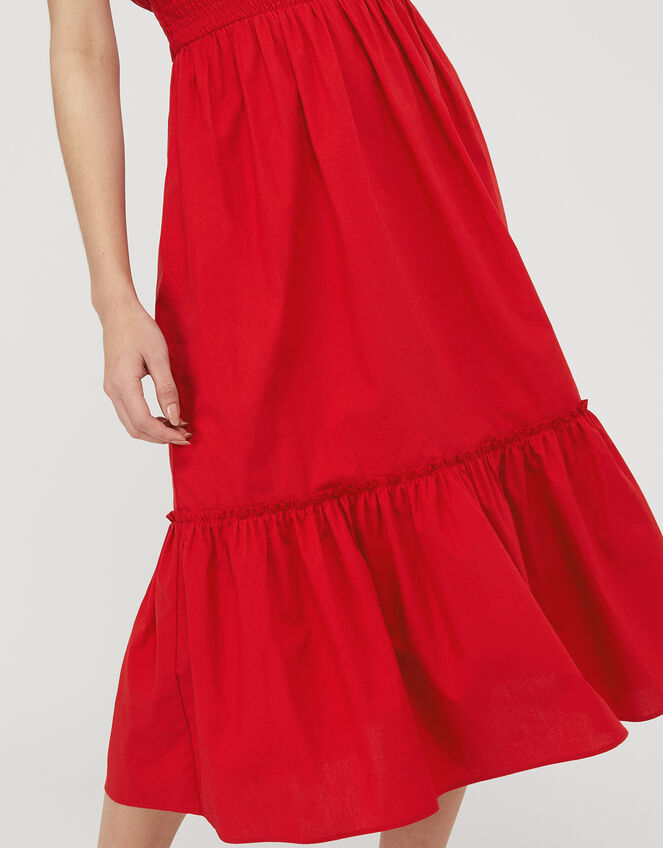 Pippa Poplin Dress in Organic Cotton, Red (RED), large