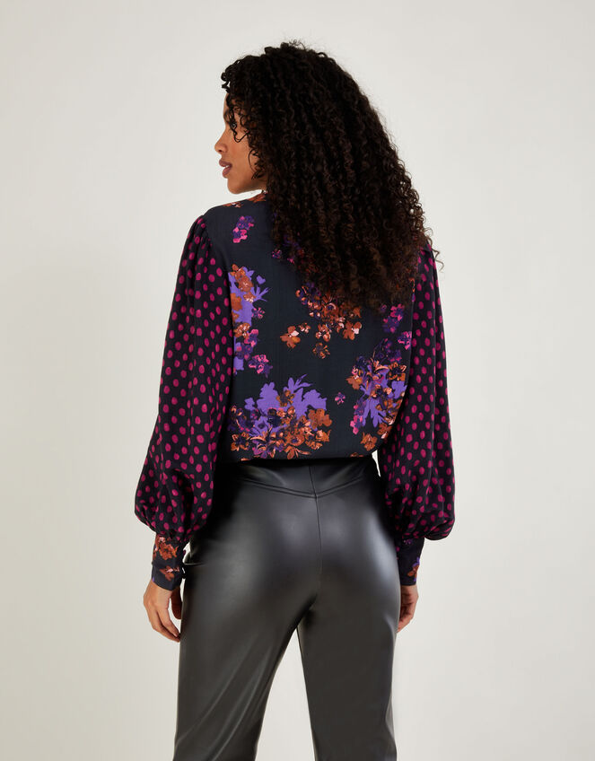 Kiera Floral Print Blouse in Sustainable Viscose, Purple (PURPLE), large