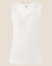Cap Sleeve Ruched Jersey Top, Ivory (IVORY), large