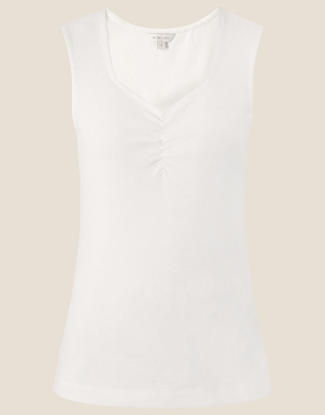 Cap Sleeve Ruched Jersey Top, Ivory (IVORY), large