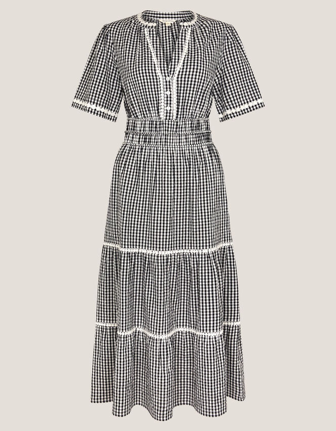 Gina Gingham Maxi Dress, Black (BLACK), large