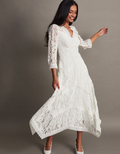 Emily Lace Hanky Hem Bridal Dress Ivory, Ivory (IVORY), large