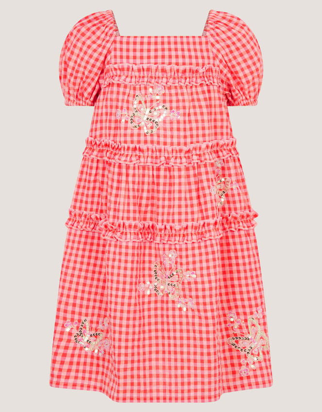 Sequin Butterfly Gingham Dress, Pink (PINK), large