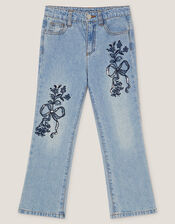 Bow Embroidered Jeans, Blue (BLUE), large