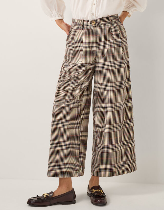 Carmen Check Wide Leg Pants, Natural (NATURAL), large