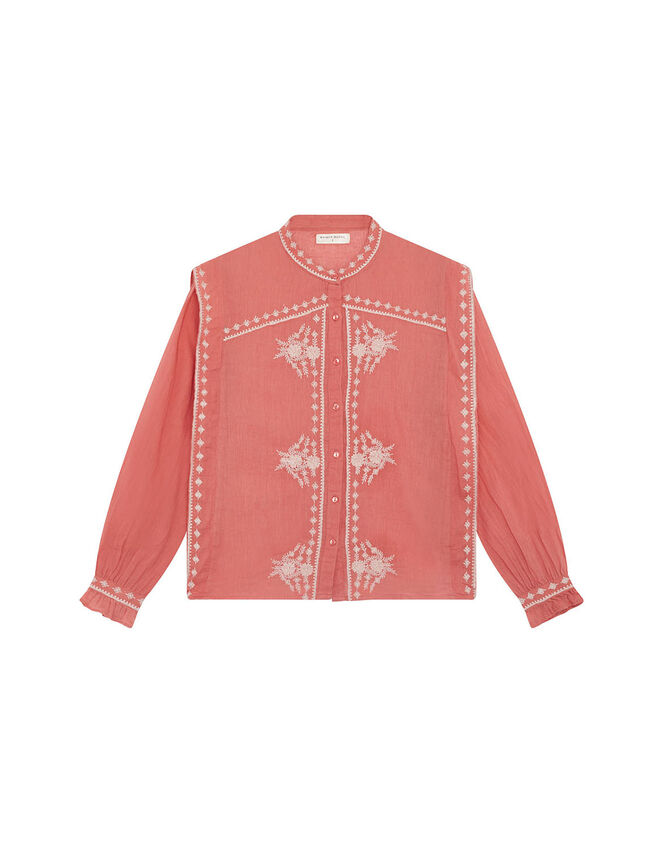 Maison Hotel Phillipa Embroidered Blouse, Orange (CORAL), large