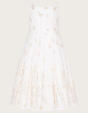 Boutique Butterfly Foil Dress, White (WHITE), large