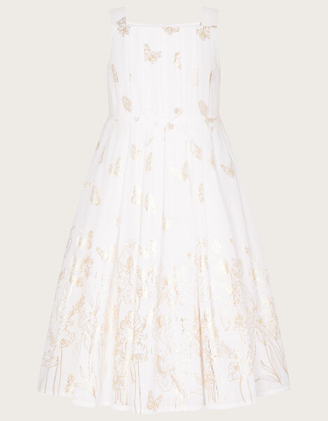 Boutique Butterfly Foil Dress, White (WHITE), large