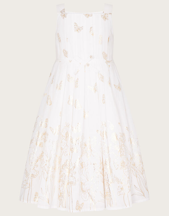 Boutique Butterfly Foil Dress White, White (WHITE), large