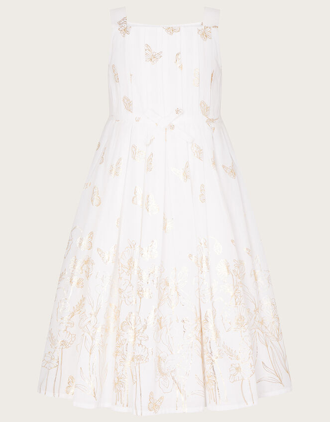 Boutique Butterfly Foil Dress, White (WHITE), large