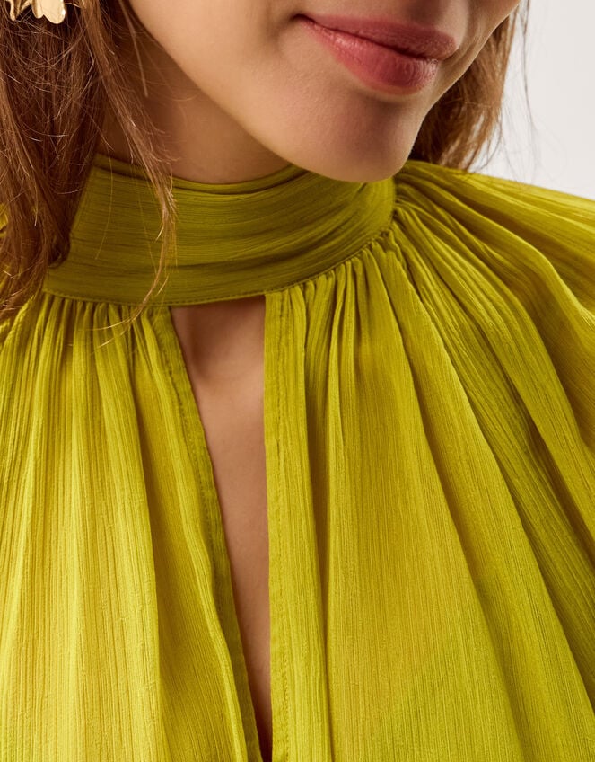 Amelia Scarf Neck Cape Midi Dress, Green (GREEN), large