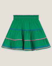 Ric-Rac Tiered Skirt, Green (GREEN), large
