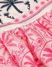 Palm Print Embroidered Playsuit, Pink (PINK), large
