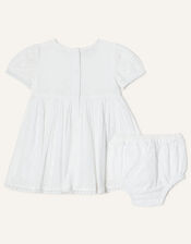 Newborn Broderie Dress, Ivory (IVORY), large
