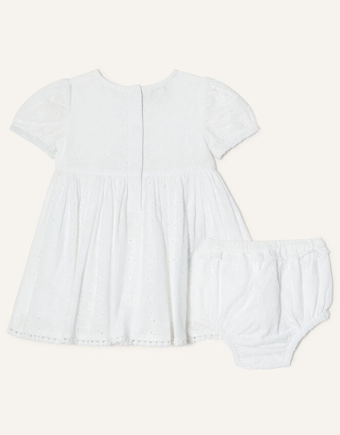 Newborn Broderie Dress, Ivory (IVORY), large