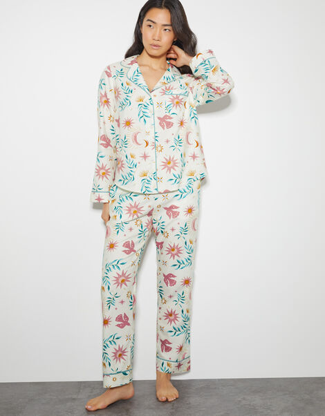 Celeste Celestial Print Pyjama Set, Cream (CREAM), large