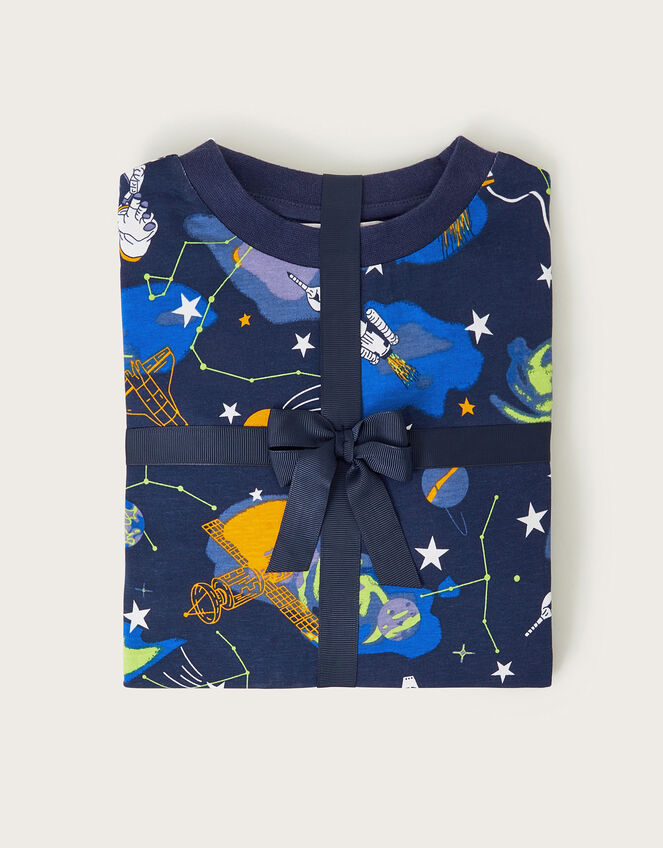 Glow In The Dark Space Print Long Pyjamas Set, Blue (BLUE), large