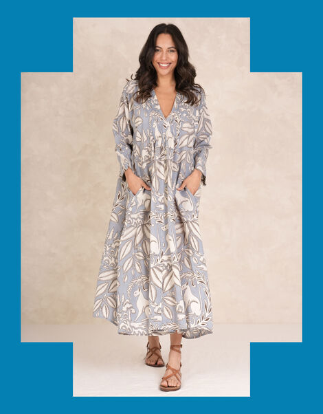 One Hundred Stars Sphinx Pintuck Maxi Dress, Grey (GREY), large