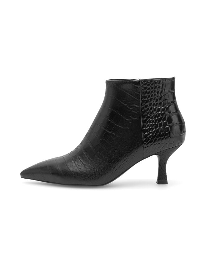 Shoe The Bear Vera Croc Kitten Heel Boots, Black (BLACK), large