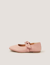 Bow Strap Leather Ballet Flats, Pink (DUSKY PINK), large