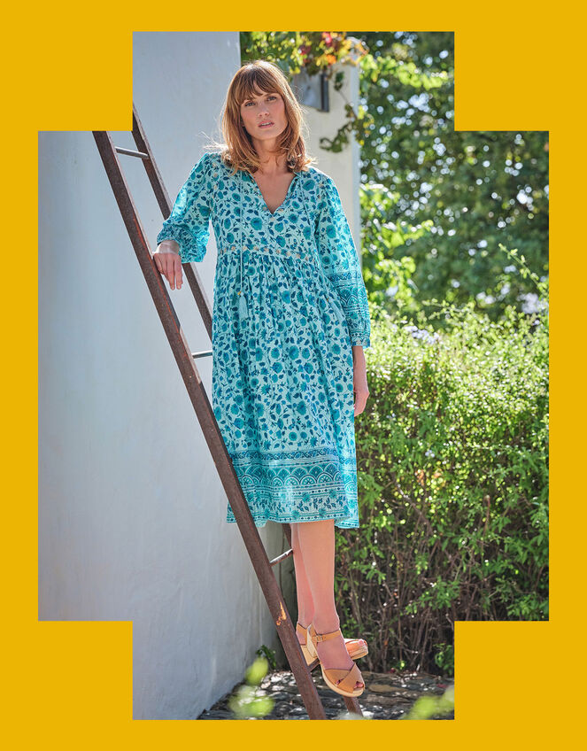 Dilli Grey Bianca Print Dress, Green (GREEN), large
