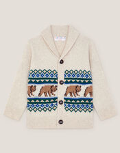 Bear Fair Isle Cardigan, Ivory (IVORY), large
