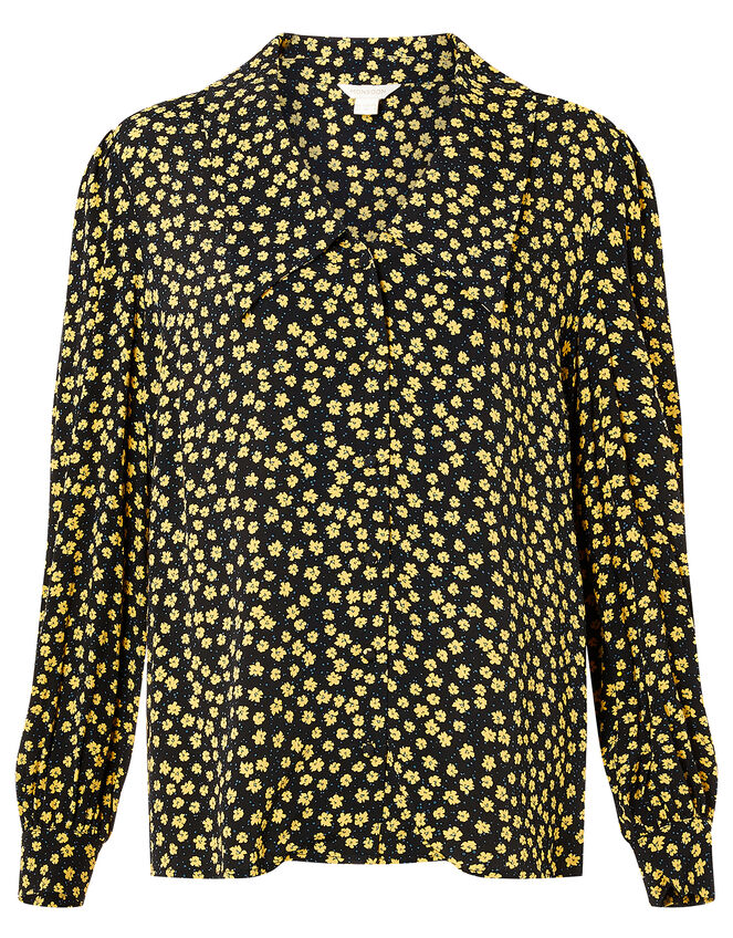 Floral Print Blouse with LENZING™ ECOVERO™, Black (BLACK), large