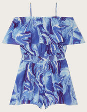Marble Frill Playsuit, Blue (BLUE), large