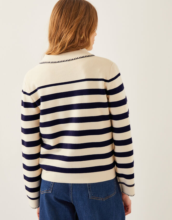 Sabine Stripe Collar Jacket, Ivory (IVORY), large