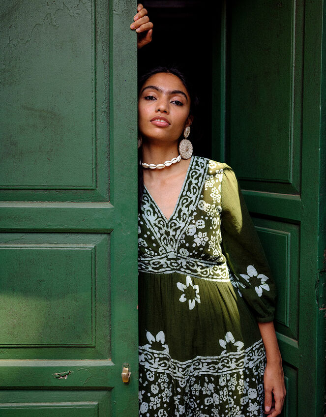 East Christine Gauze Dress, Green (GREEN), large
