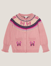 Butterfly Fair Isle Cardigan , Pink (PINK), large