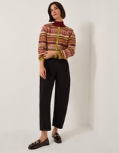 Fiona Fair Isle Cardigan, Pink (PINK), large