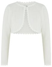 Niamh Sparkle Knitted Cardigan with Crystal Button, Ivory (IVORY), large