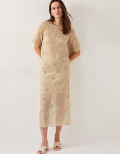 Sacha Embroidered Midi Skirt, Gold (GOLD), large