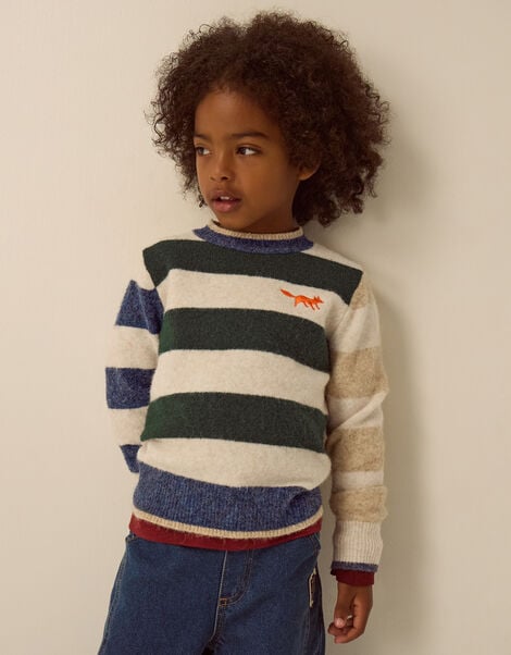 Colourblock Stripe Jumper, Cream (CREAM), large