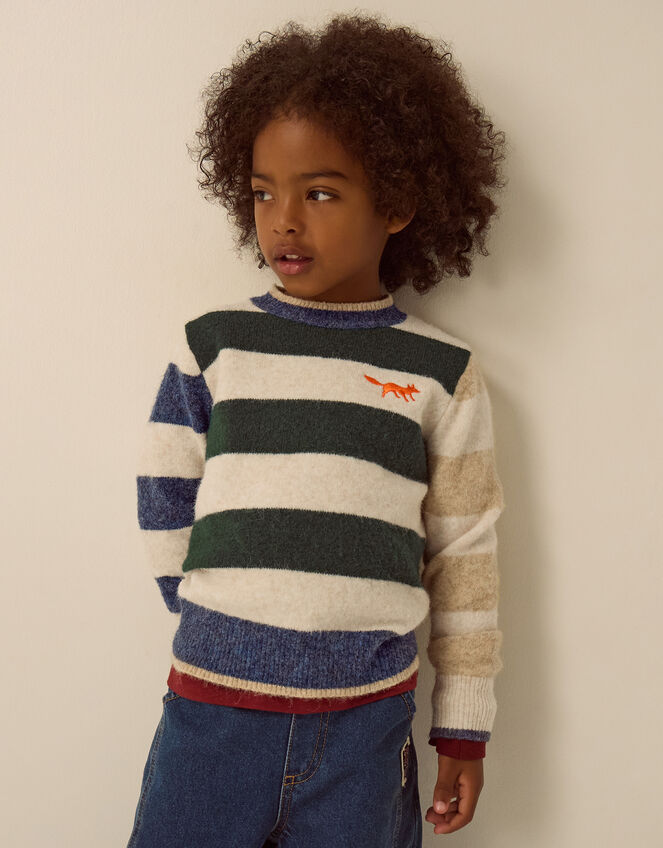 Colourblock Stripe Jumper, Cream (CREAM), large